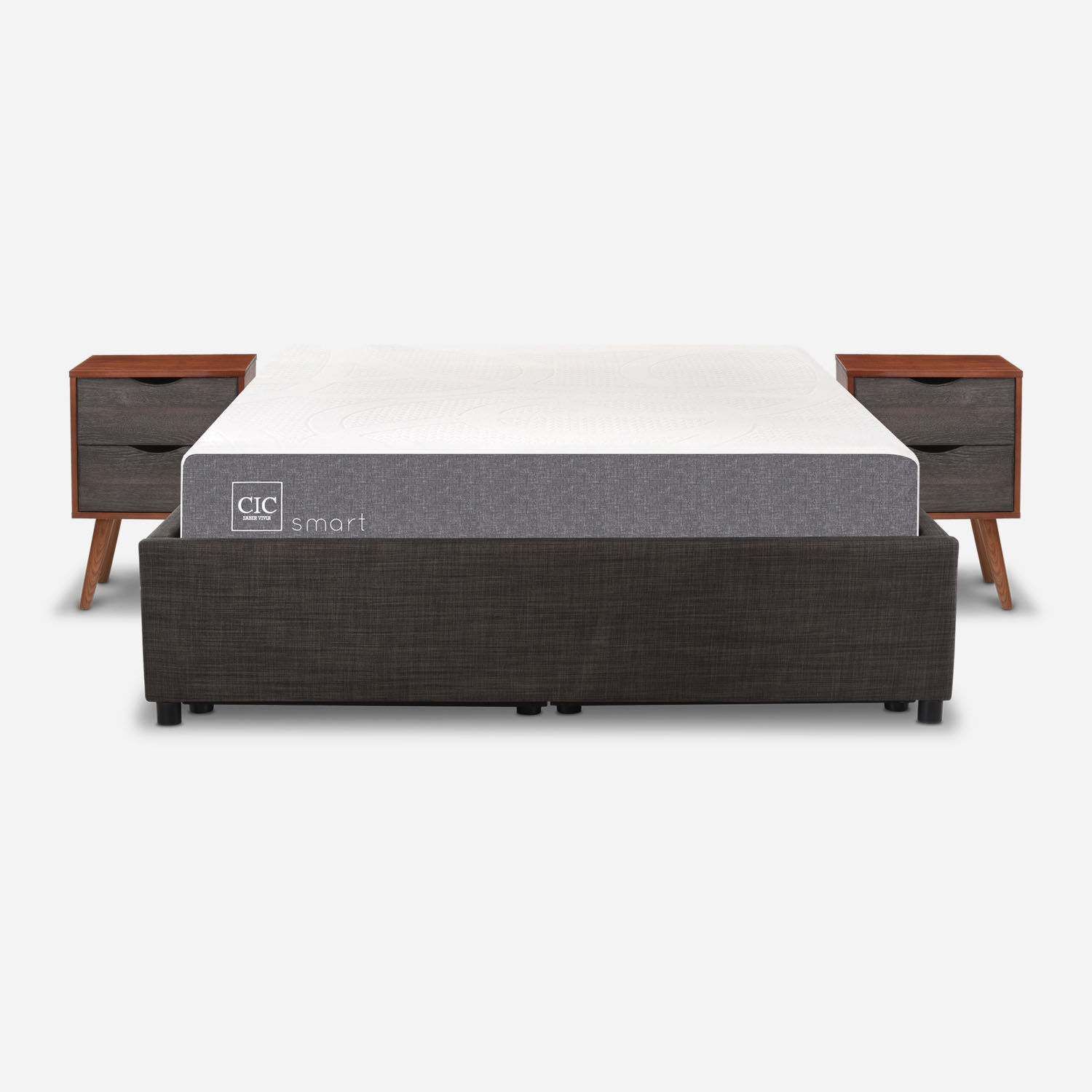 Cama Space Box 2 Plazas Smart + Veladores N&iacute;ger
