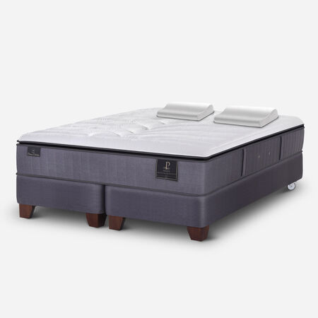 Box Spring 2 Plazas Premium Base Dividida + Almohadas Viscoel&aacute;sticas