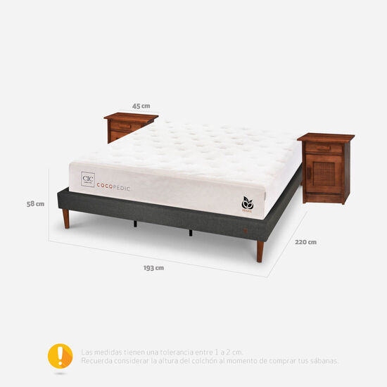 Cama Europea Curve King Cocopedic + Veladores Milán