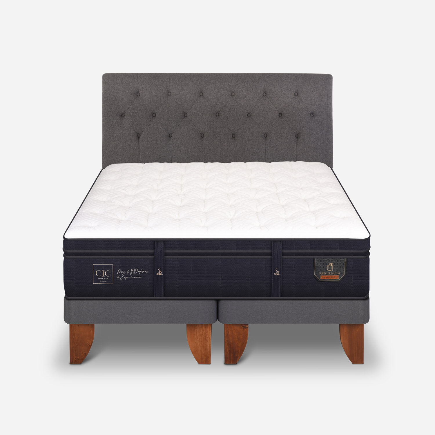 Cama Europea 2 Plazas Super Premium Base Dividida + Respaldo Kavery