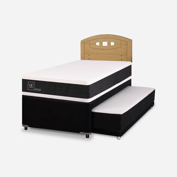 Cama Nido Diván Ortopedic + Respaldo Gales Mostaza