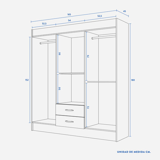 Clóset 6 Puertas 2 Cajones Cerezo CIC Retail