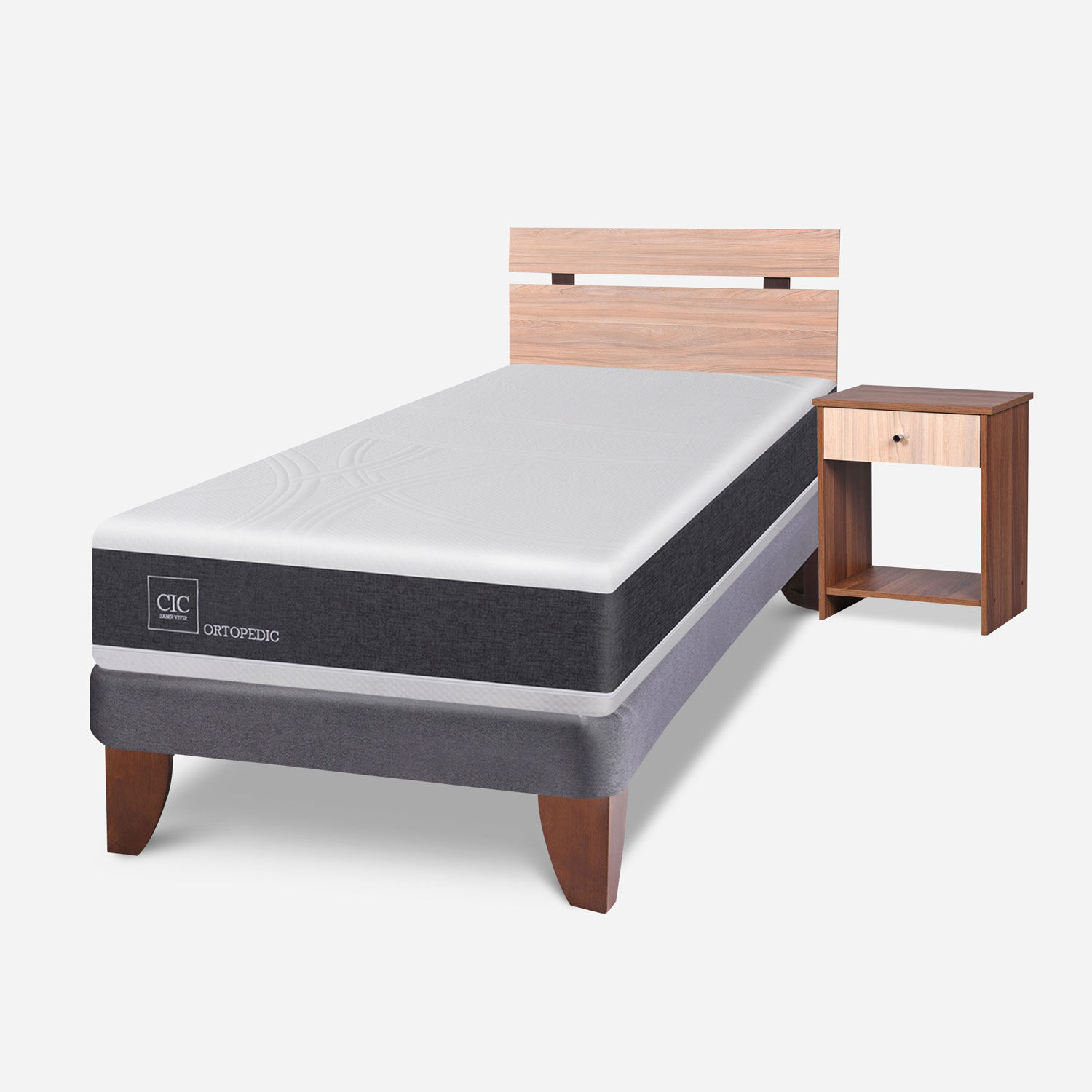 Cama Europea 1,5 Plazas Ortopedic + Set Olmo