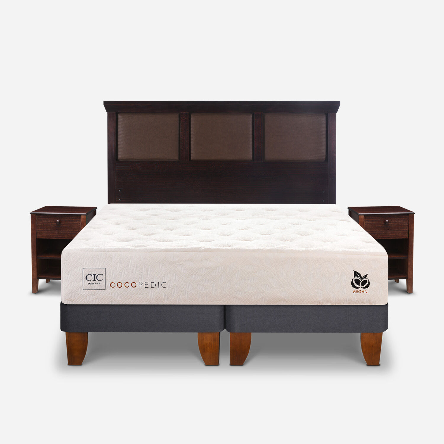 Cama Europea King Cocopedic + Set Torino Chocolate