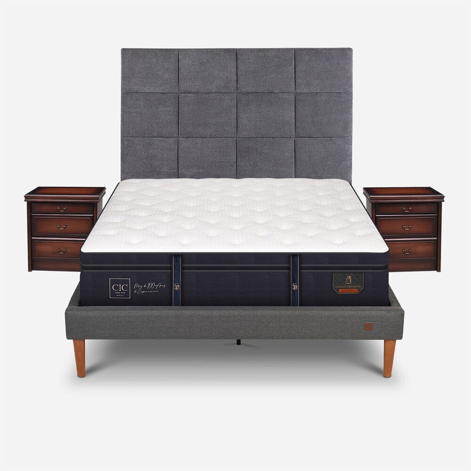 Cama Europea Curve 2 Plazas Grand Premium + Set T&aacute;mesis