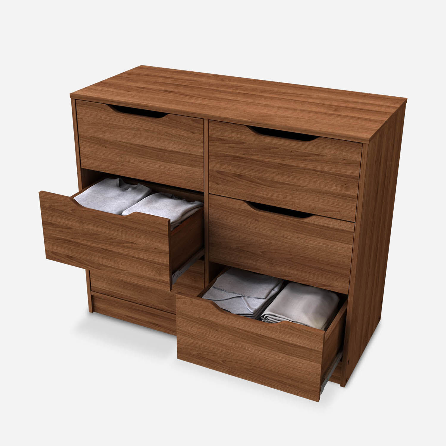 C&oacute;moda 6 Cajones Nogal Amaz&oacute;nico