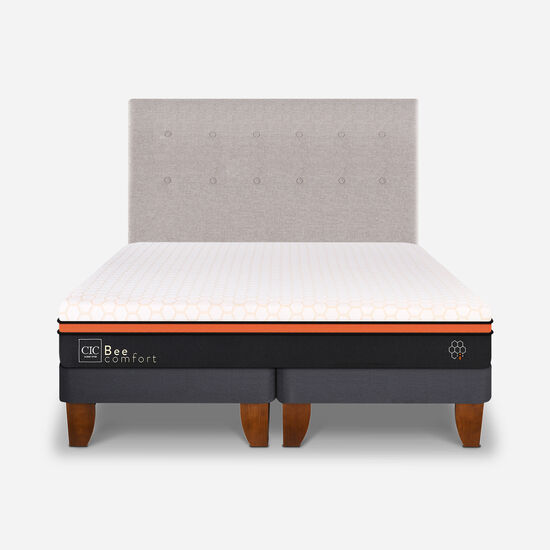 Cama Europea 2 Plazas Bee Comfort + Respaldo Tigris