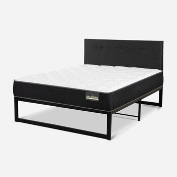 Cama Iron Smart Belsogno 1,5 Plazas Plus Black con Respaldo Black