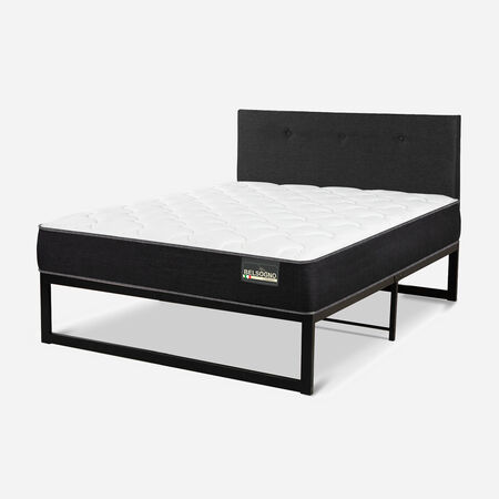 Cama Iron Smart Belsogno 1,5 Plazas Plus Black con Respaldo Black