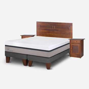 Cama Europea 2 Plazas Balance Base Dividida + Set Milán Caramel