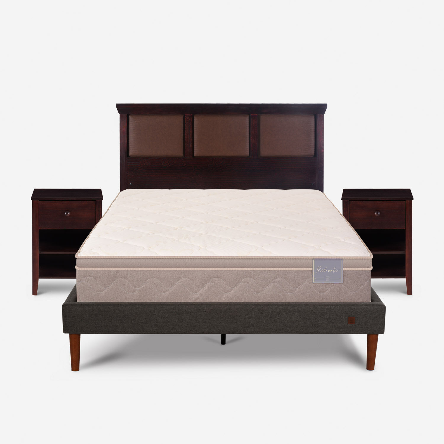 Cama Europea Curve 2 Plazas Rilassati + Set Torino Chocolate