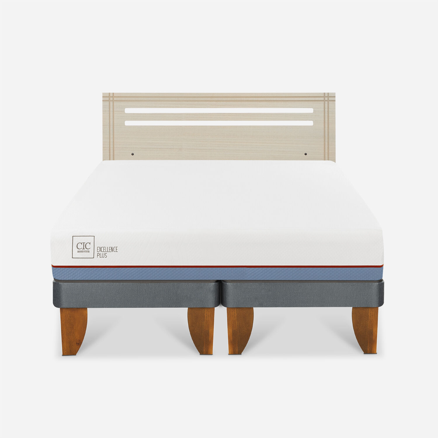 Cama Europea 2 Plazas Excellence Plus Base Dividida + Respaldo Múnich Alpino
