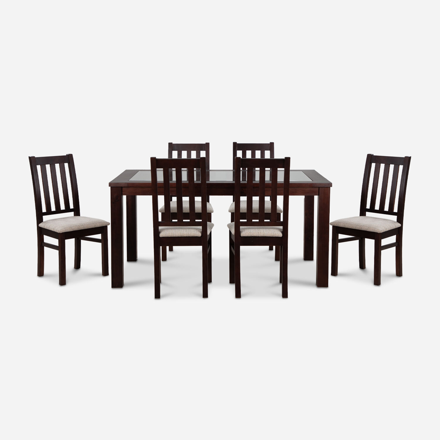 Comedor de Vidrio 6 Sillas &Ntilde;uble Chocolate - Beige