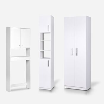 Set de Baño Estante 2 Puertas 1 Repisa + Estante Organizador + Organizador 2 Puertas Blanco