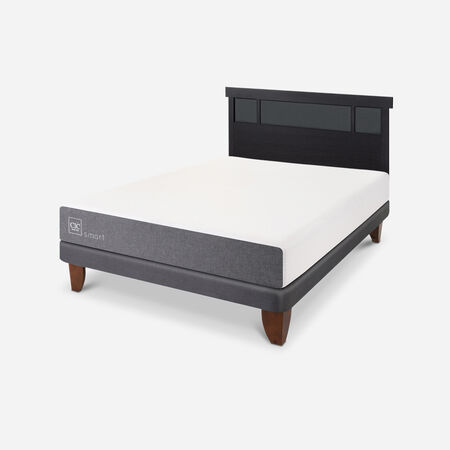 Cama Europea 2 Plazas Smart Base Normal + Respaldo Dubl&iacute;n Negro