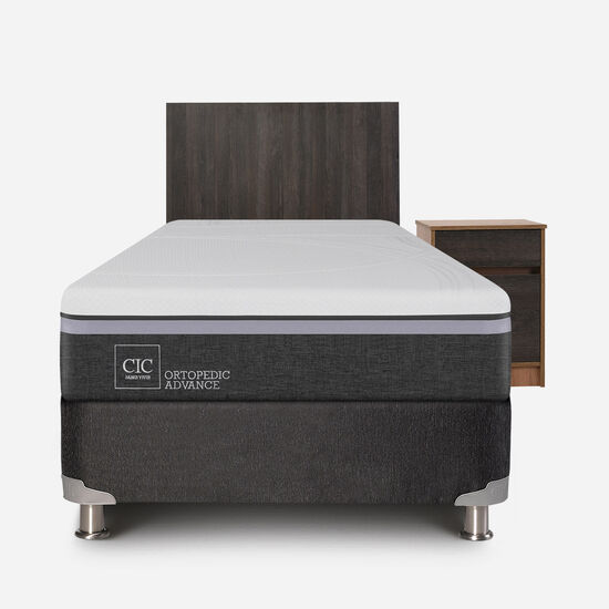 Box Spring 1.5 Plazas Ortopedic Advance 5 Zonas + Set Espressso