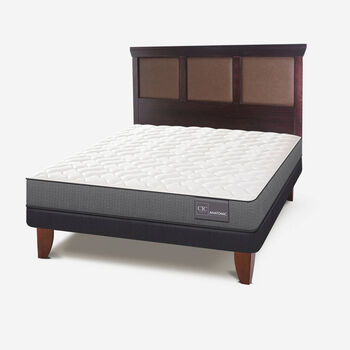 Cama Europea 2 Plazas Base Normal Anatomic + Respaldo Torino Chocolate
