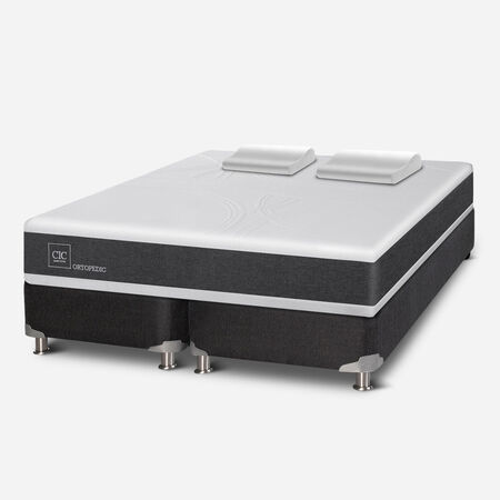 Box Spring 2 Plazas Ortopedic Base Dividida 5 Zonas + Almohadas Viscoel&aacute;sticas