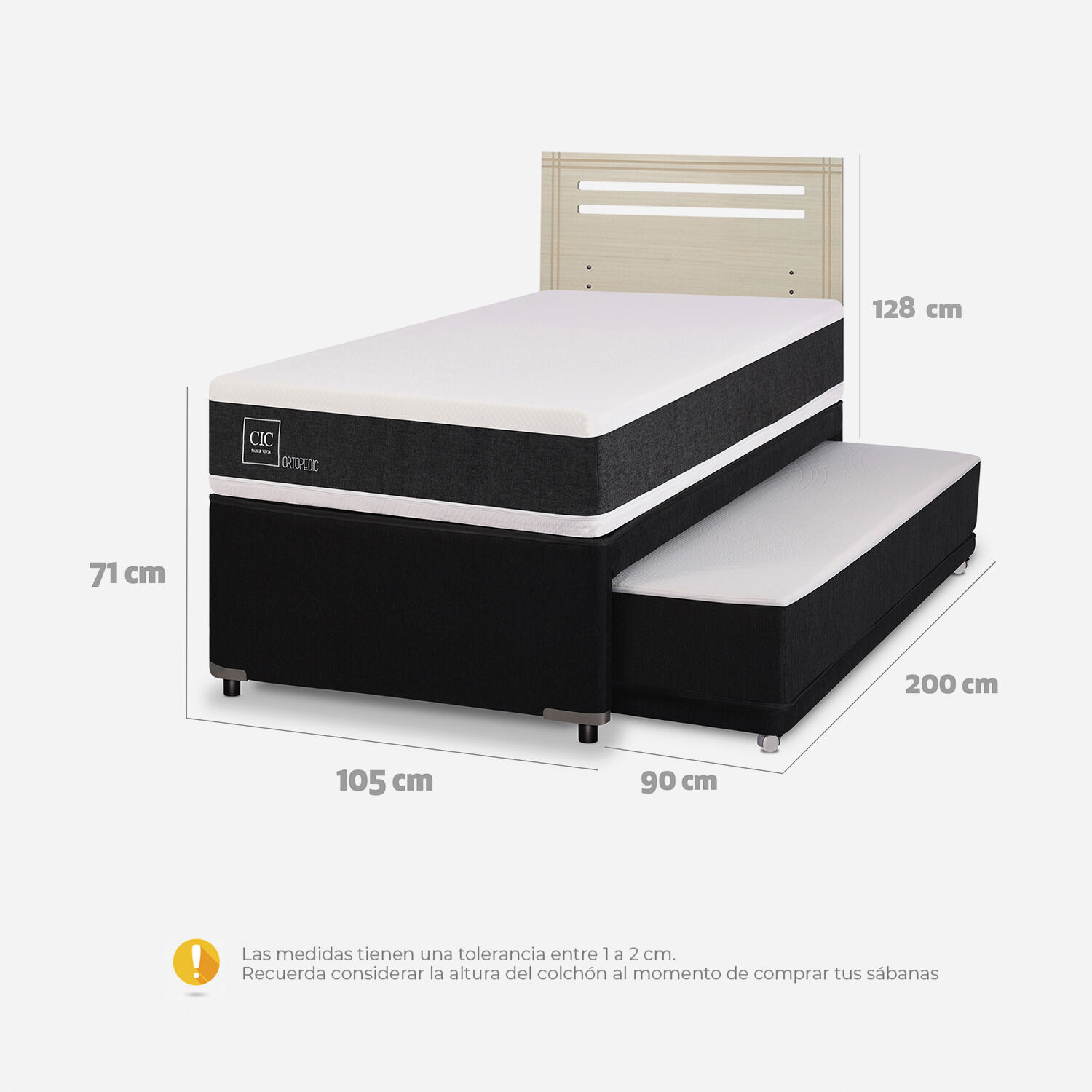 Cama Nido Div&aacute;n Ortopedic + Respaldo M&uacute;nich Alpino