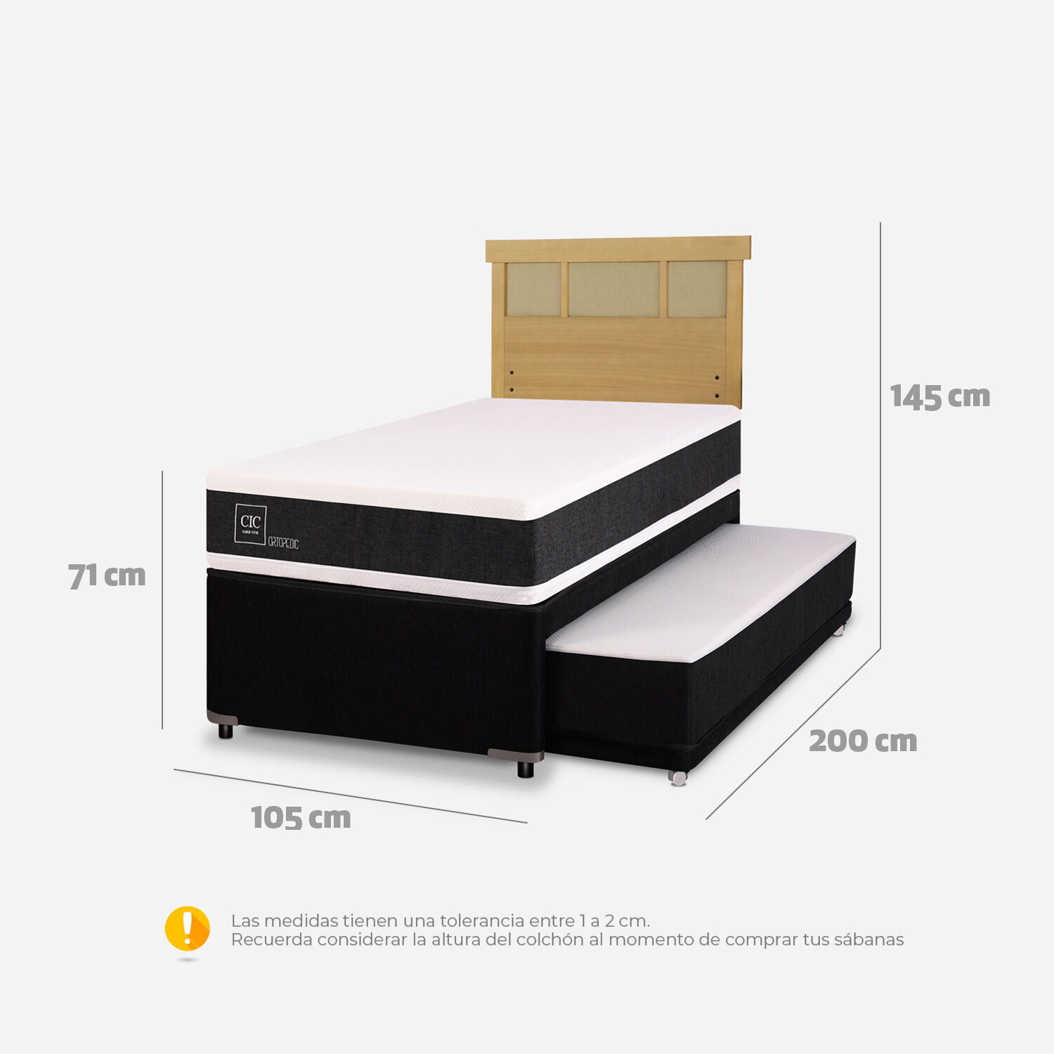 Cama Nido Diván Ortopedic + Respaldo Dublín Mostaza