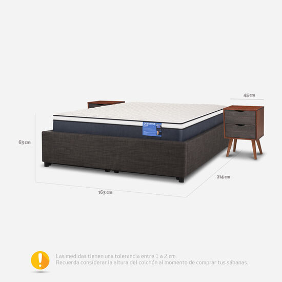 Cama Space Box 2 Plazas Excellence Plus + Velador Níger