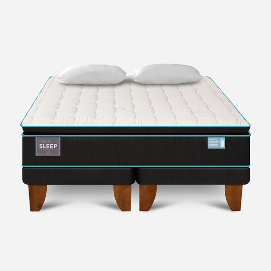Cama Europea King Green Sleep Base Dividida + Almohada