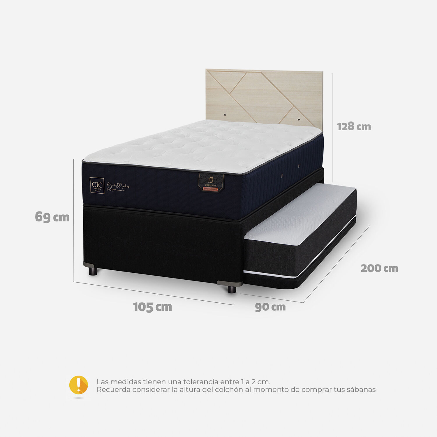 Cama Nido Diván Premium + Respaldo Villarrica Alpino