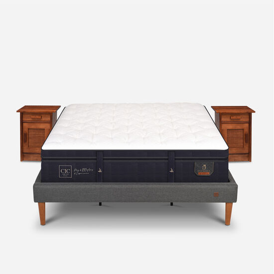Cama Europea Curve King Super Premium + Veladores Milán