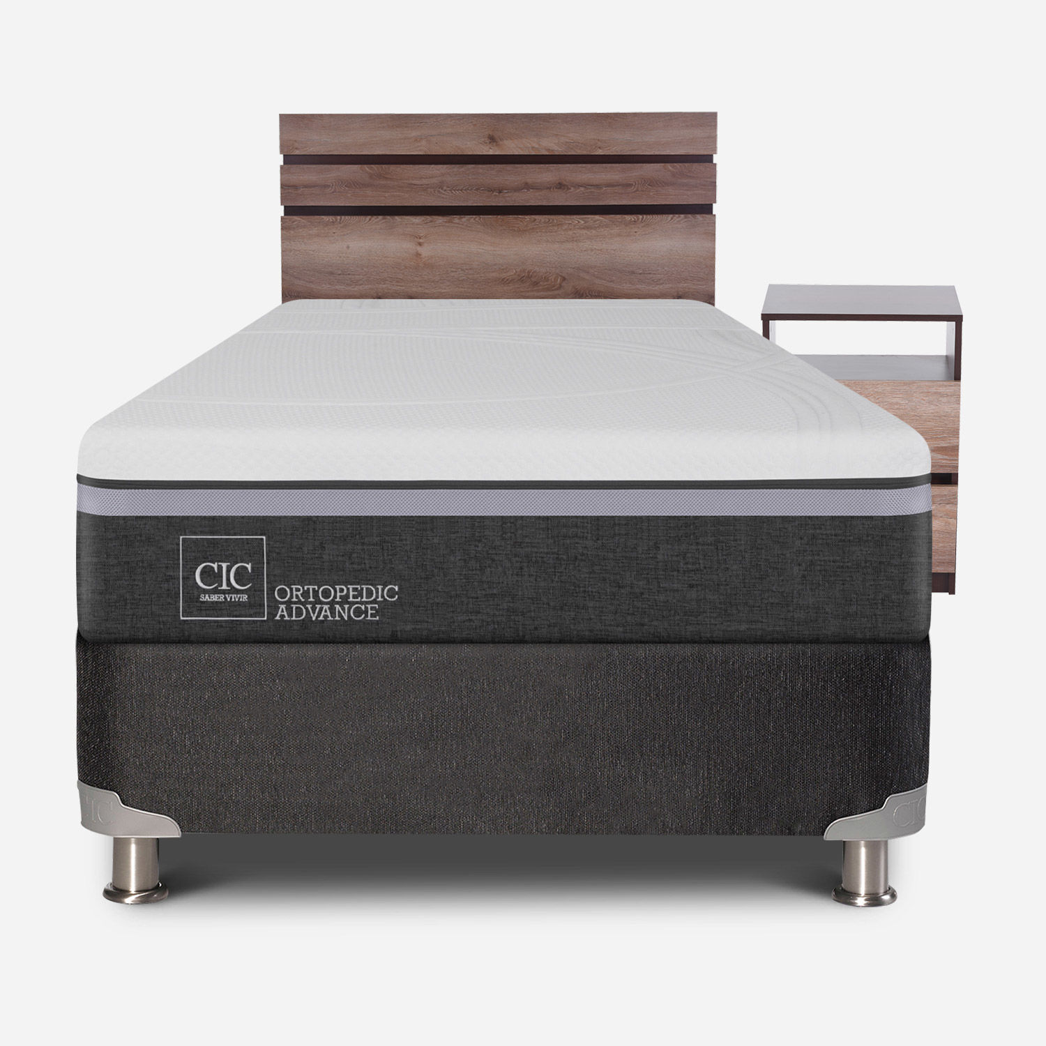 Box Spring 1,5 Plazas Ortopedic Advance 5 Zonas + Set Ares