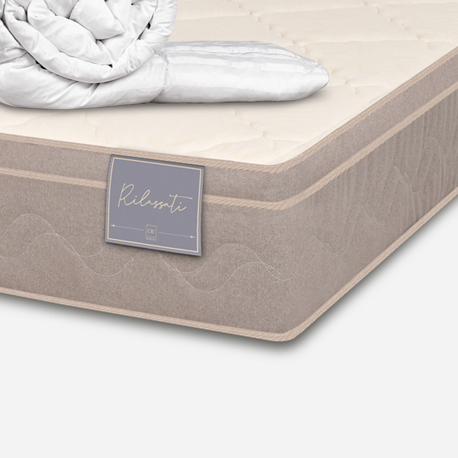 Colchón 2 Plazas Rilassati 150x200 + Almohadas Viscoelásticas + Plumón