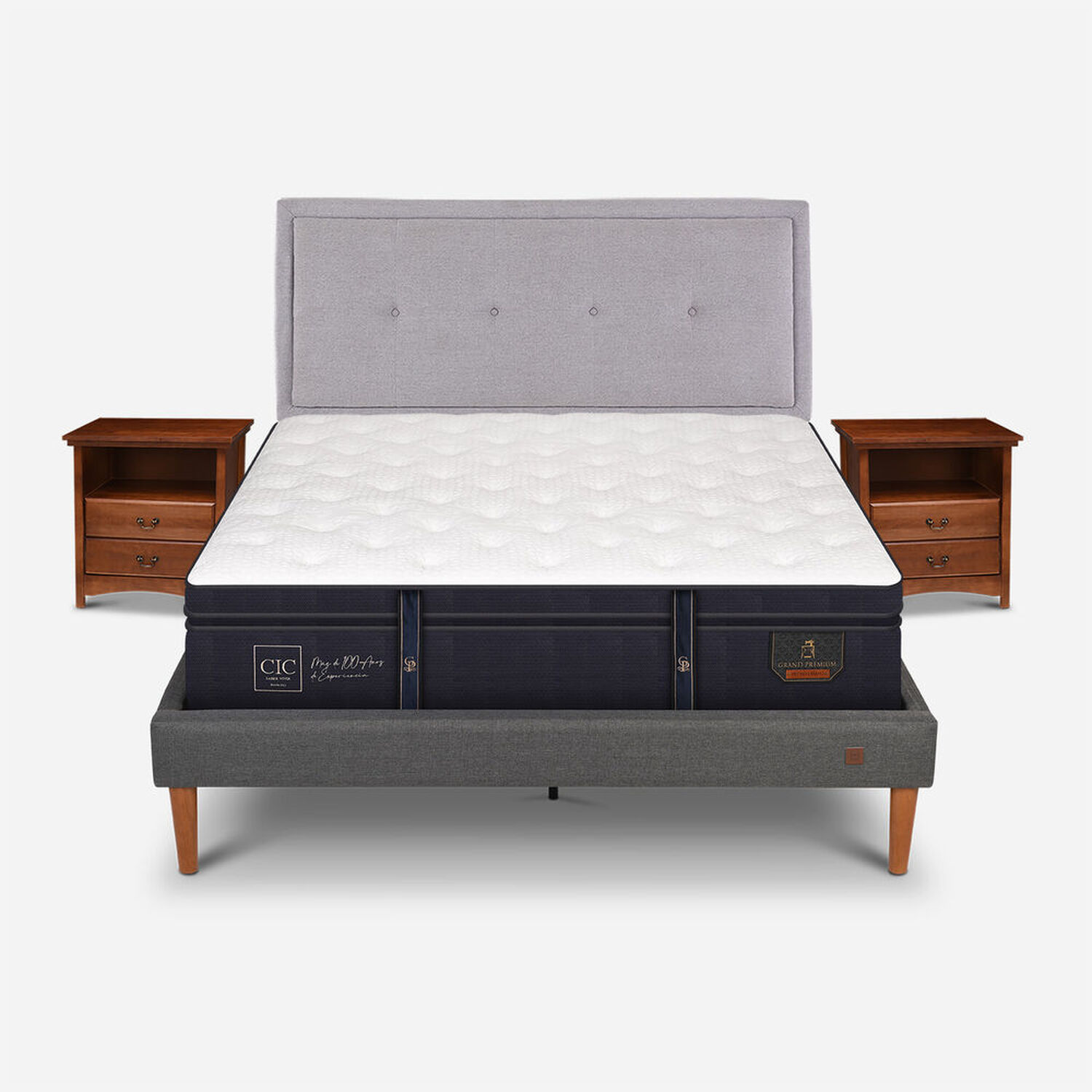 Cama Europea Curve 2 Plazas Grand Premium + Set Ganges