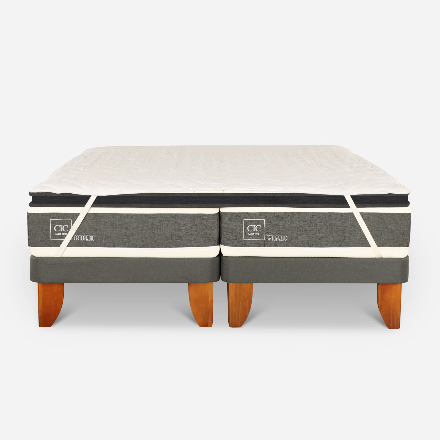 Dúplex Cama Europea 1 Plaza Ortopedic + Topper Premium + Cubrecolchón