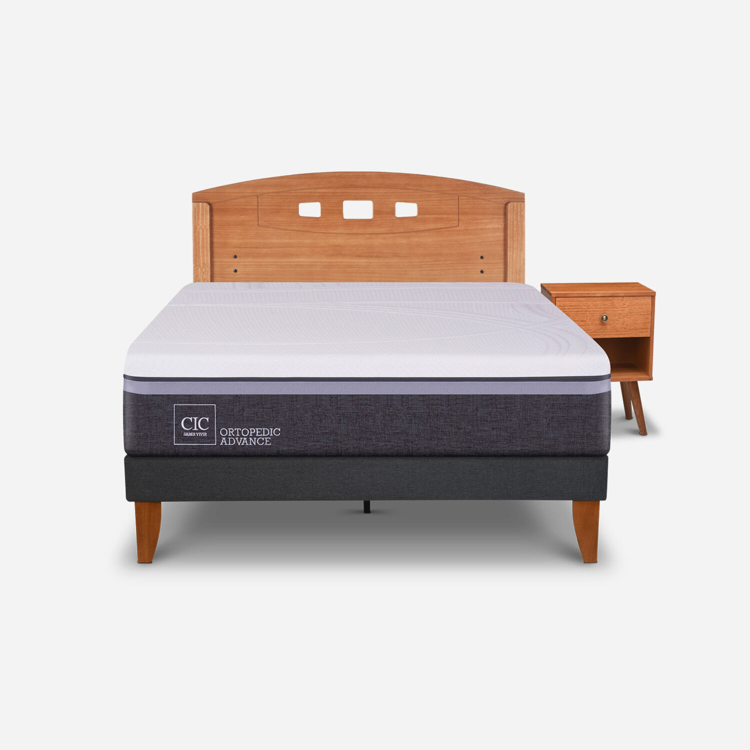 Cama Europea Curve 1,5 Plazas Ortopedic Advance + Set Gales Caramel