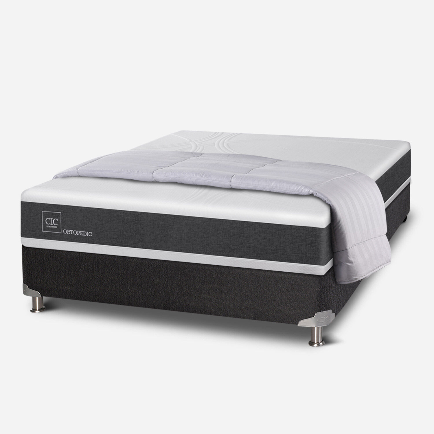 Box Spring 2 Plazas Ortopedic Base Normal 5 Zonas + Plum&oacute;n