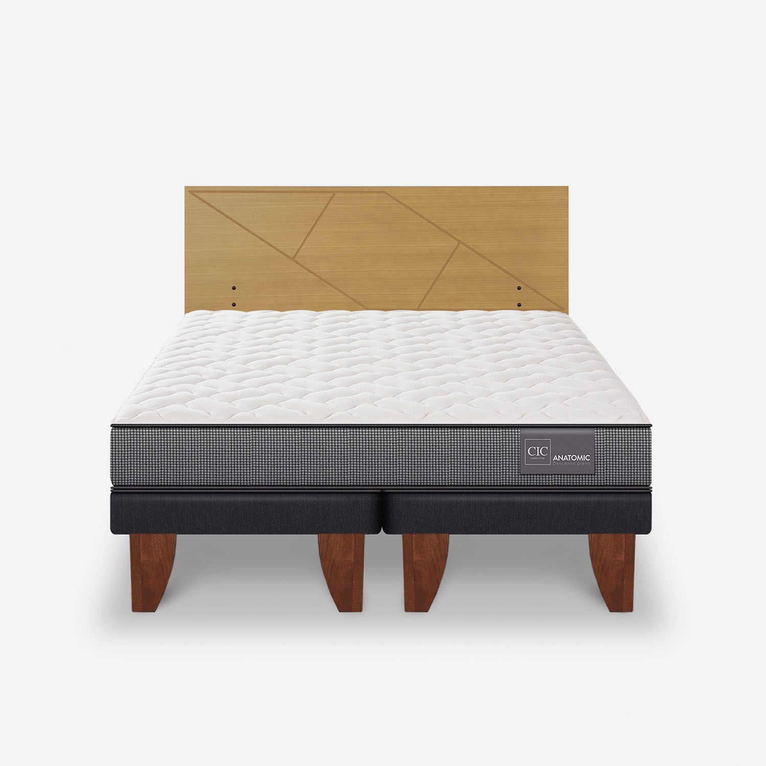 Cama Europea King Anatomic + Respaldo Villarrica Mostaza