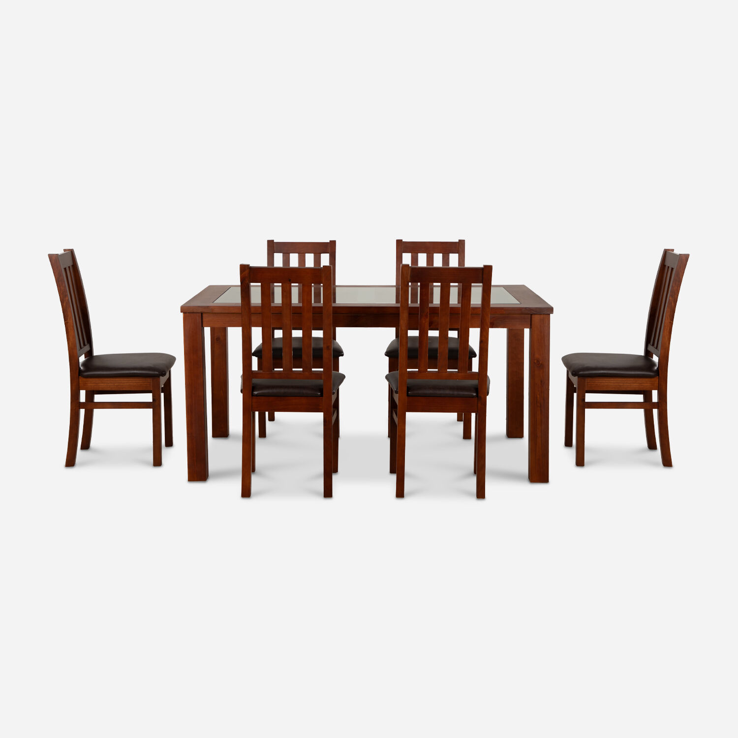 Comedor de Vidrio 6 Sillas Ñuble Caramelo - Pardo