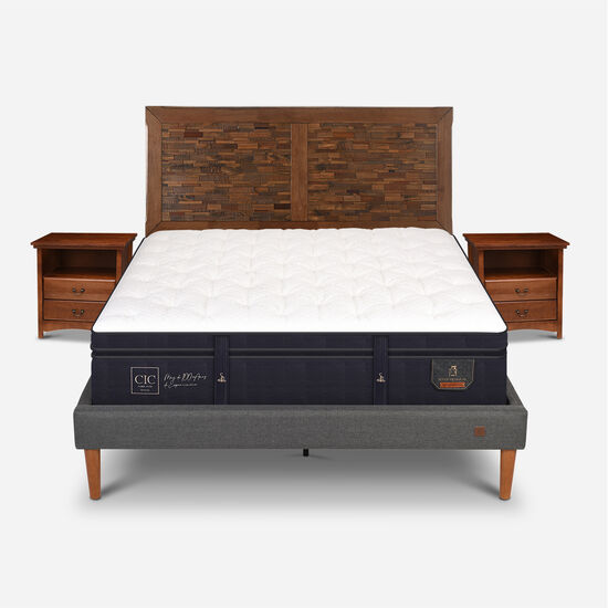 Cama Europea Curve 2 Plazas Super Premium + Set Antique