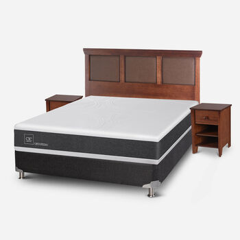 Box Spring 2 Plazas Ortopedic Base Normal 5 Zonas + Respaldo Torino Caramel