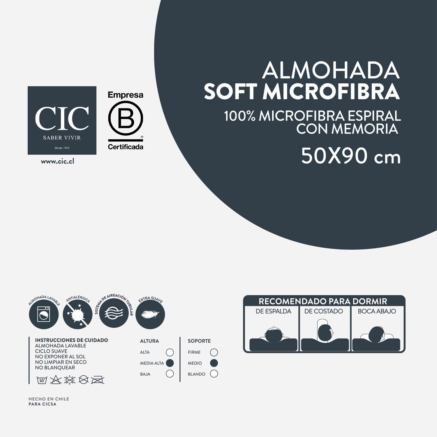 Almohada King Soft Microfibra 50x90 cm