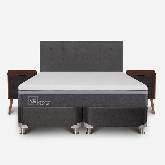Box Spring 2 Plazas Ortopedic Advance Base Dividida 5 Zonas + Set Éufrates