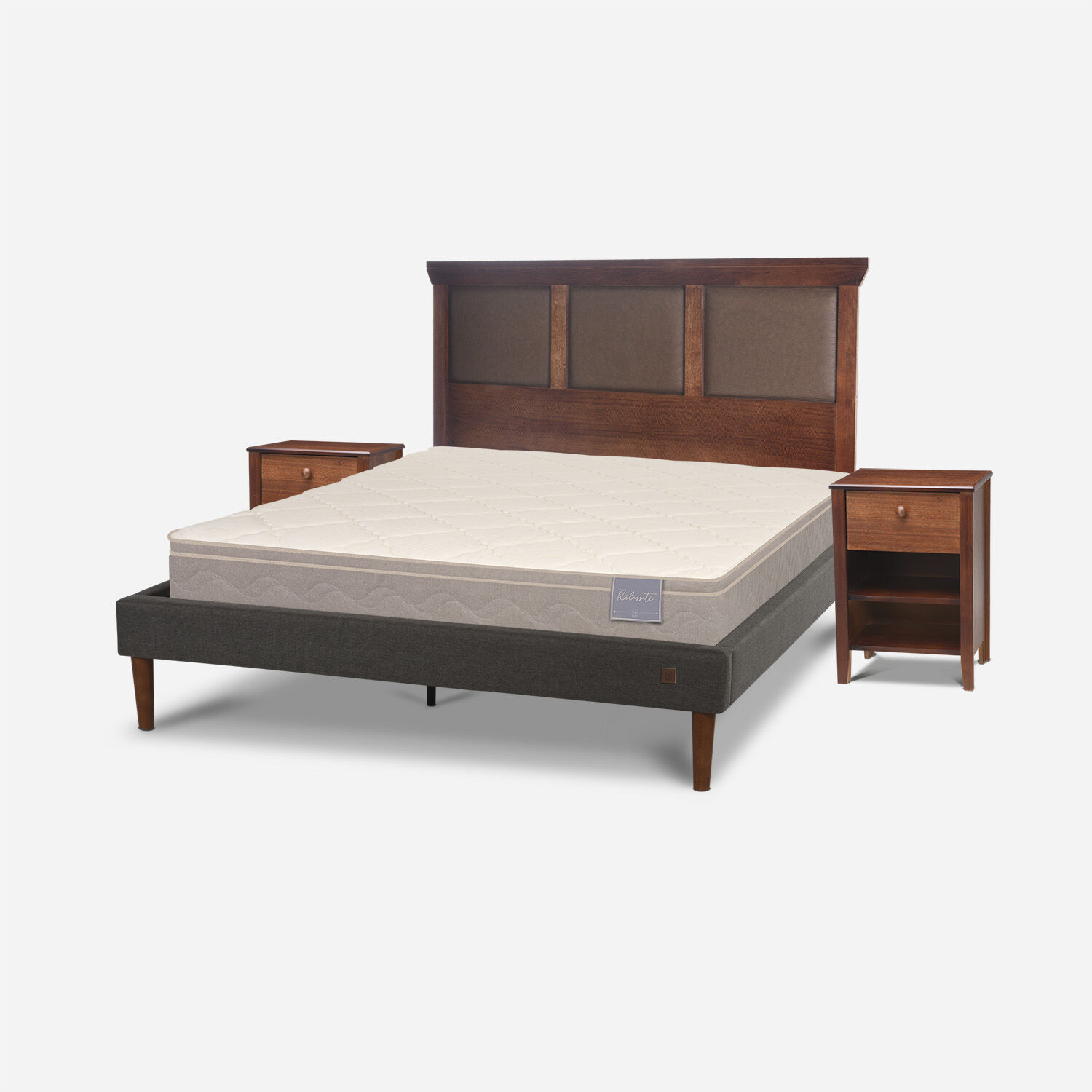 Cama Europea Curve 2 Plazas Rilassati + Set Torino Caramel