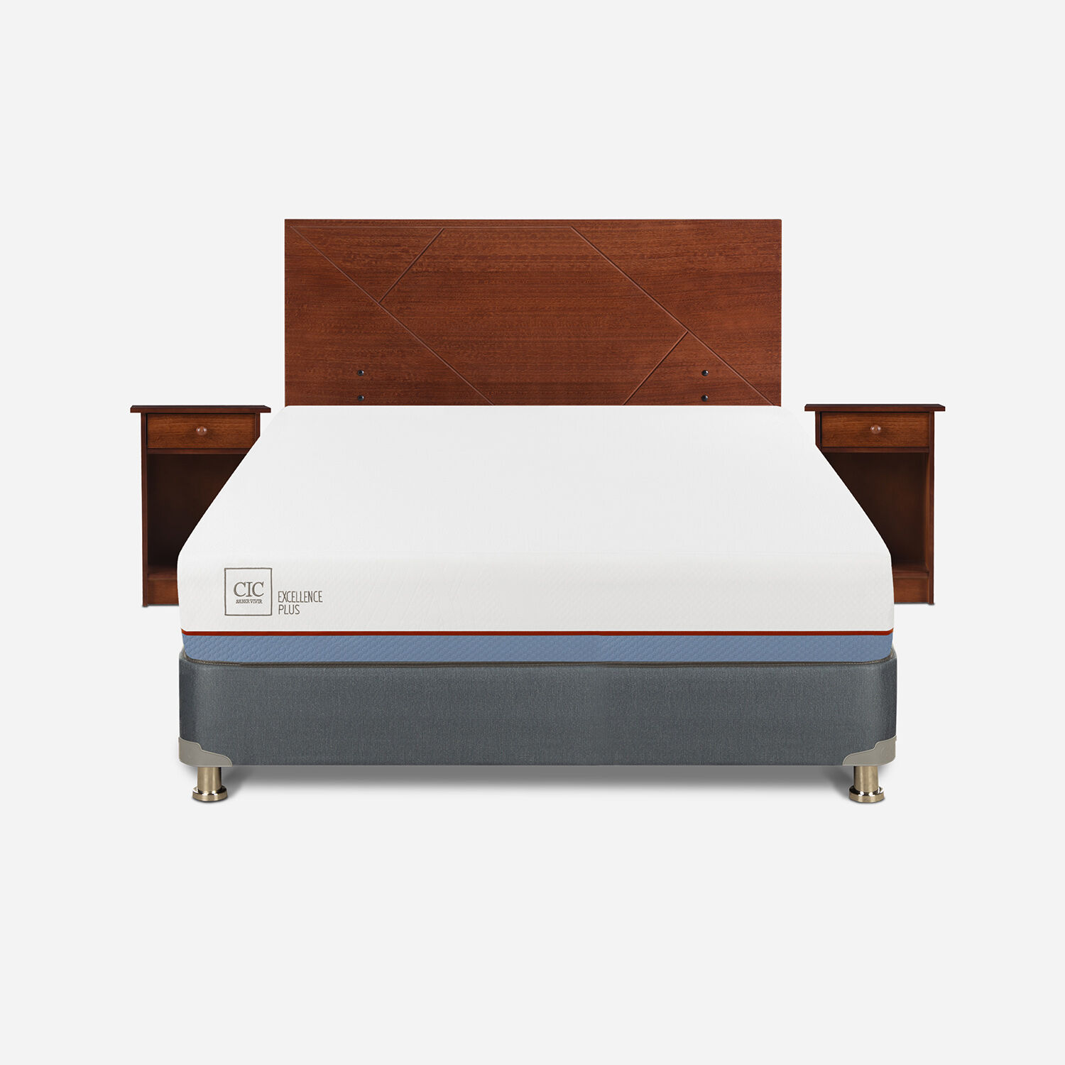 Cama Americana 2 Plazas Excellence Plus Base Dividida + Set Villarrica