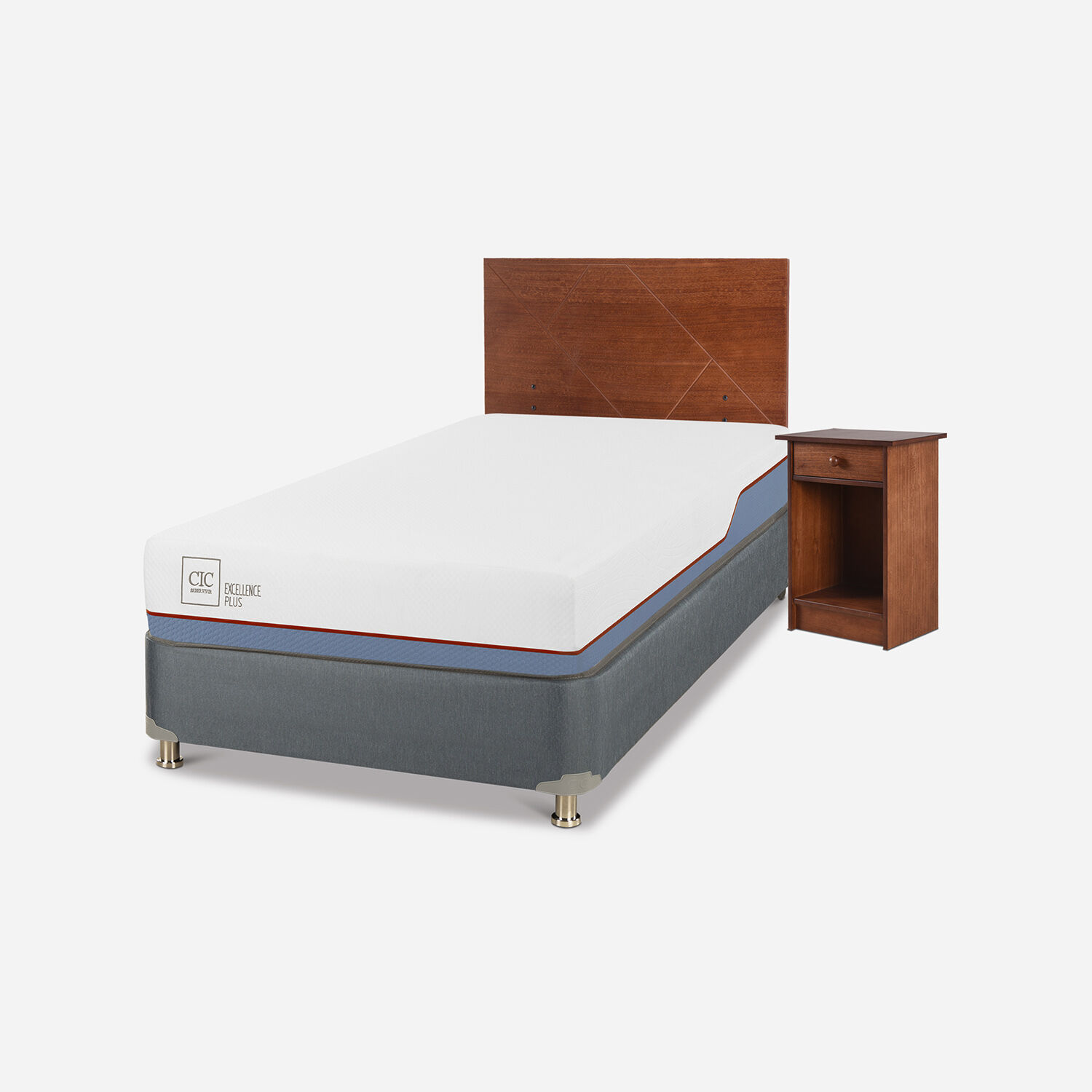 Cama Americana 1,5 Plazas Excellence Plus + Set Villarrica