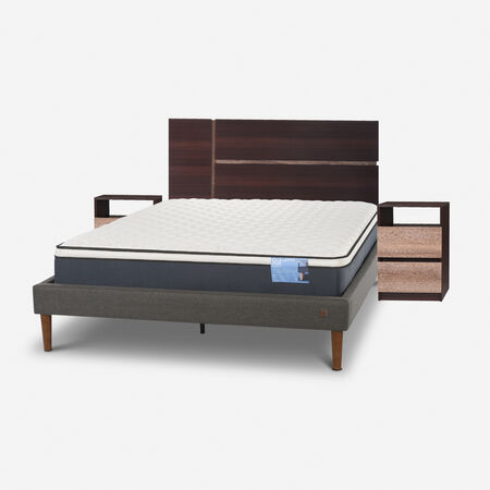 Cama Europea Curve 2 Plazas Excellence Plus + Set Enio