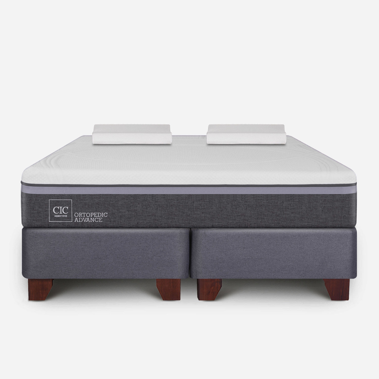 Box Spring 2 Plazas Ortopedic Advance Base Dividida + Almohadas Viscoel&aacute;sticas