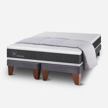 Cama Europea 2 Plazas Ortopedic Base Dividida + Plum&oacute;n