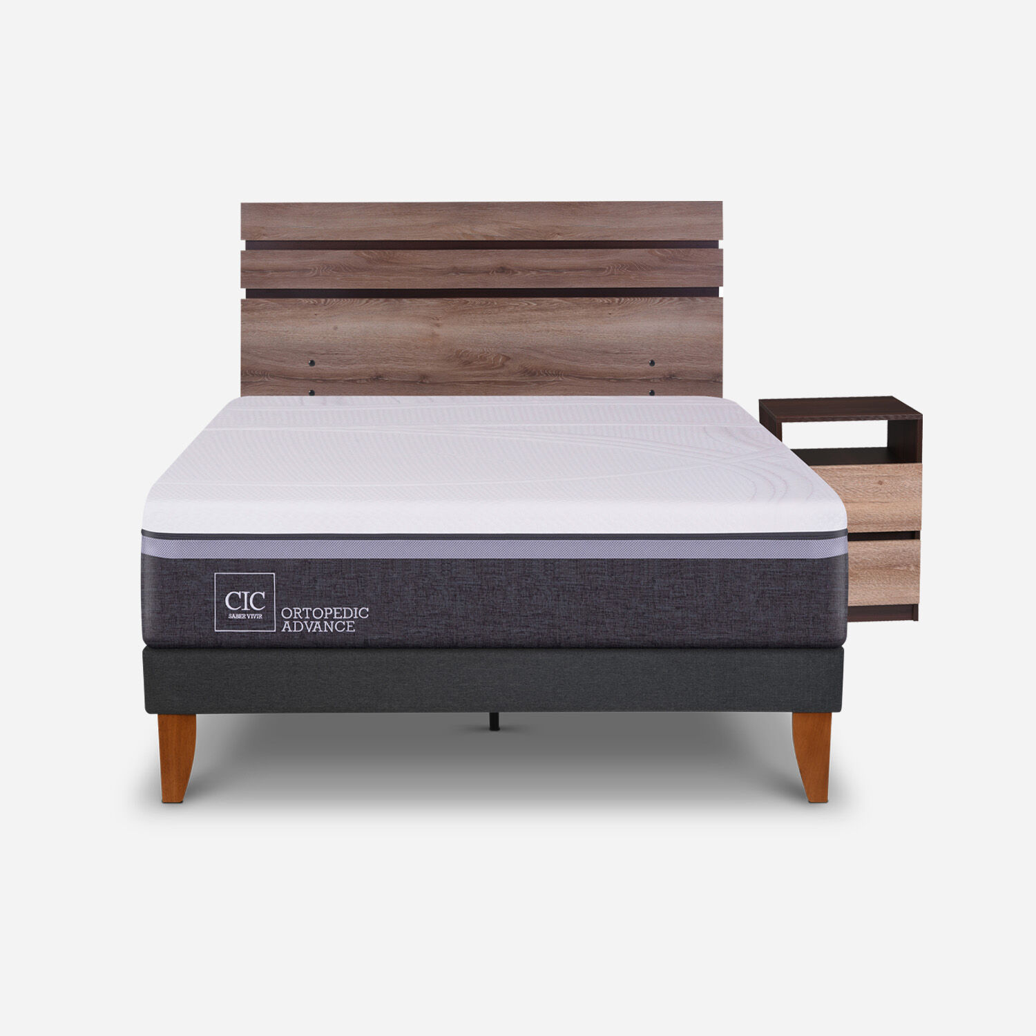 Cama Europea Curve 1.5 Plazas Ortopedic Advance + Set Ares