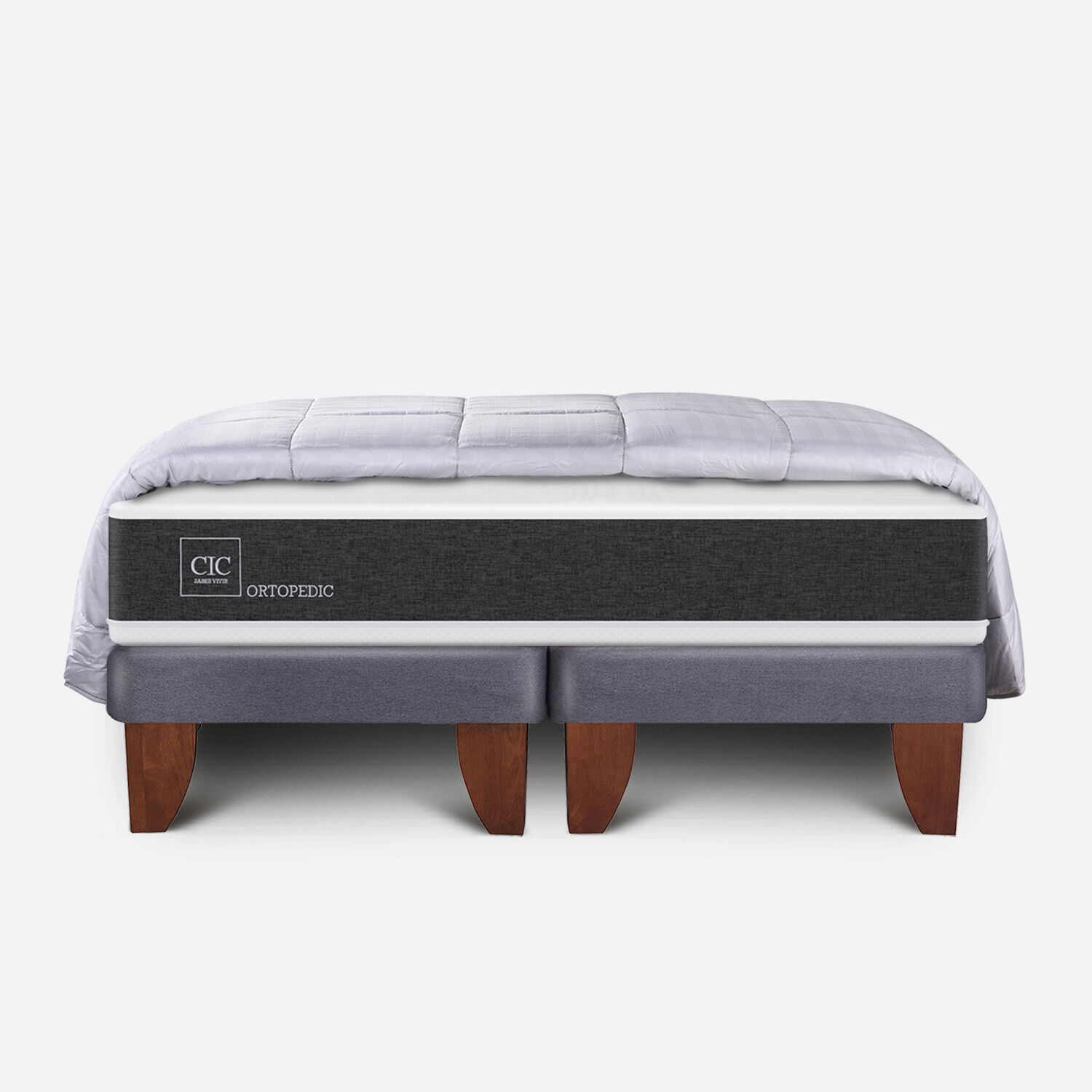 Cama Europea 2 Plazas Ortopedic Base Dividida + Plumón