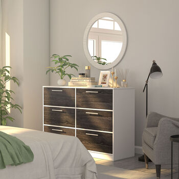 C&oacute;moda 6 Cajones Roble Antracita Blanco