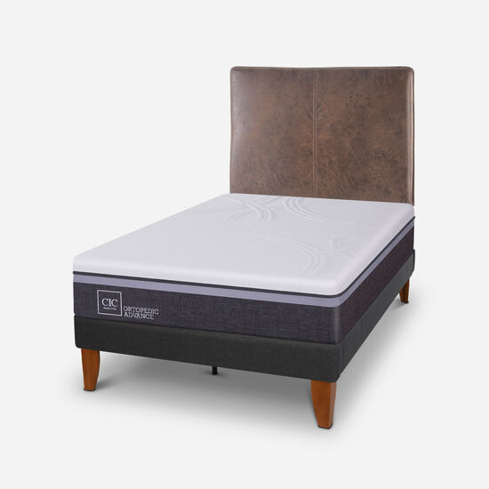 Cama Europea Curve 1.5 Plazas Ortopedic Advance + Respaldo Baker